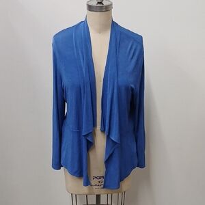 Draper's & Damon's Blue Open Front Slinky Spandex Blend Cardigan Size PM